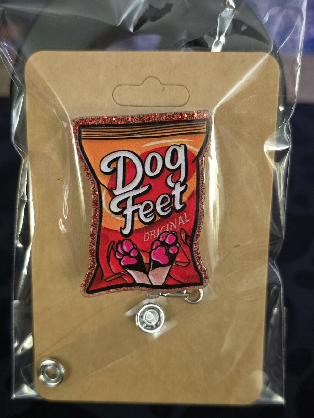 Dog Feet Novelty Badge Reel - Retractable ID Holder